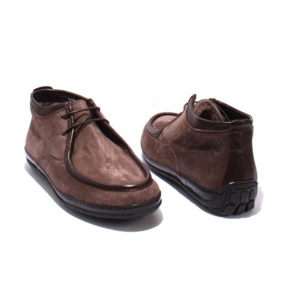 Ernesto Dolani 11984b Brown Suede / Sheepskin Lace Ankle Moccasin Boot - Picture 2 of 9